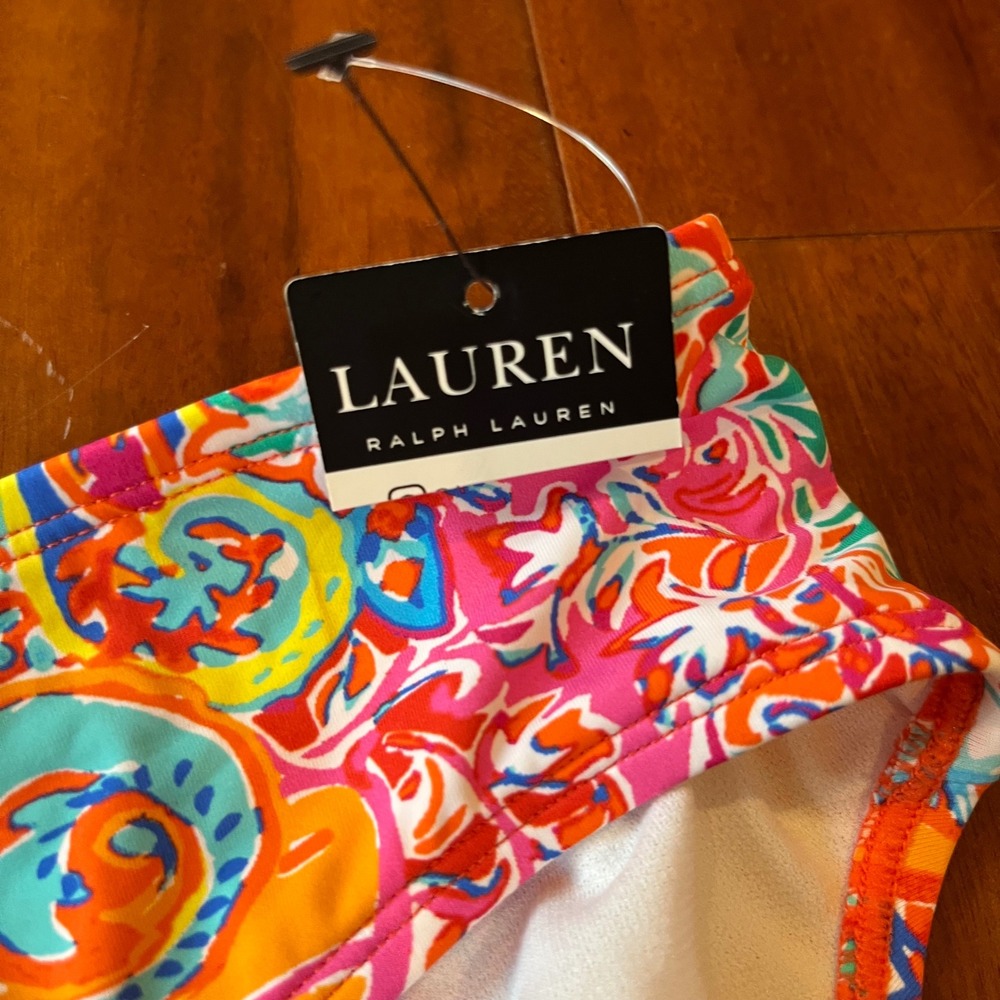 Ralph Lauren Bikini Bottom Swim Paisley Floral Orange Pink Multi New Size 16 - Picture 2 of 6